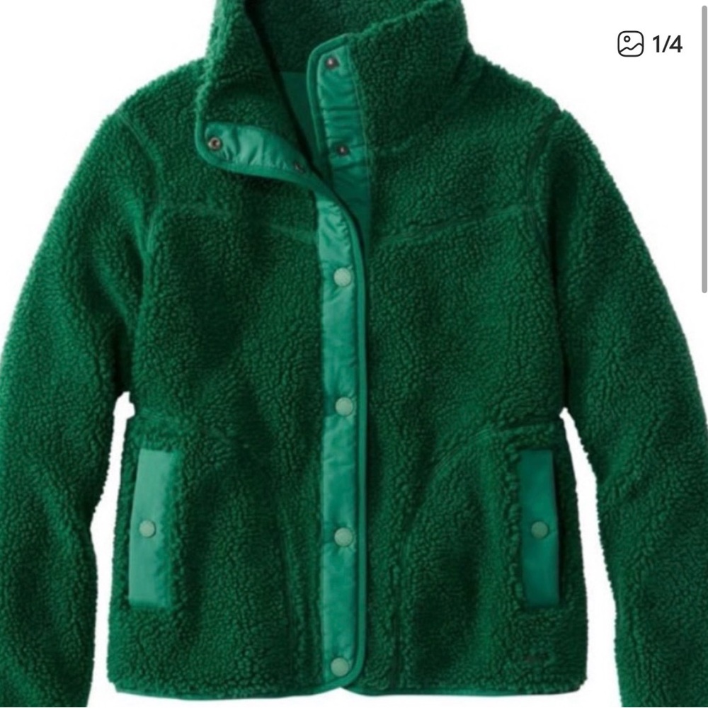 L.L. Bean Emerald Green Teddy Sherpa Jacket